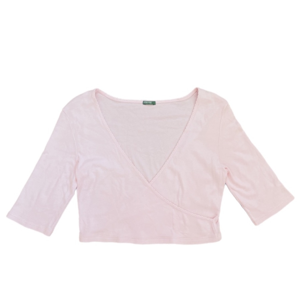 United Colors of Benetton pink crossbody cropped half sleeve top